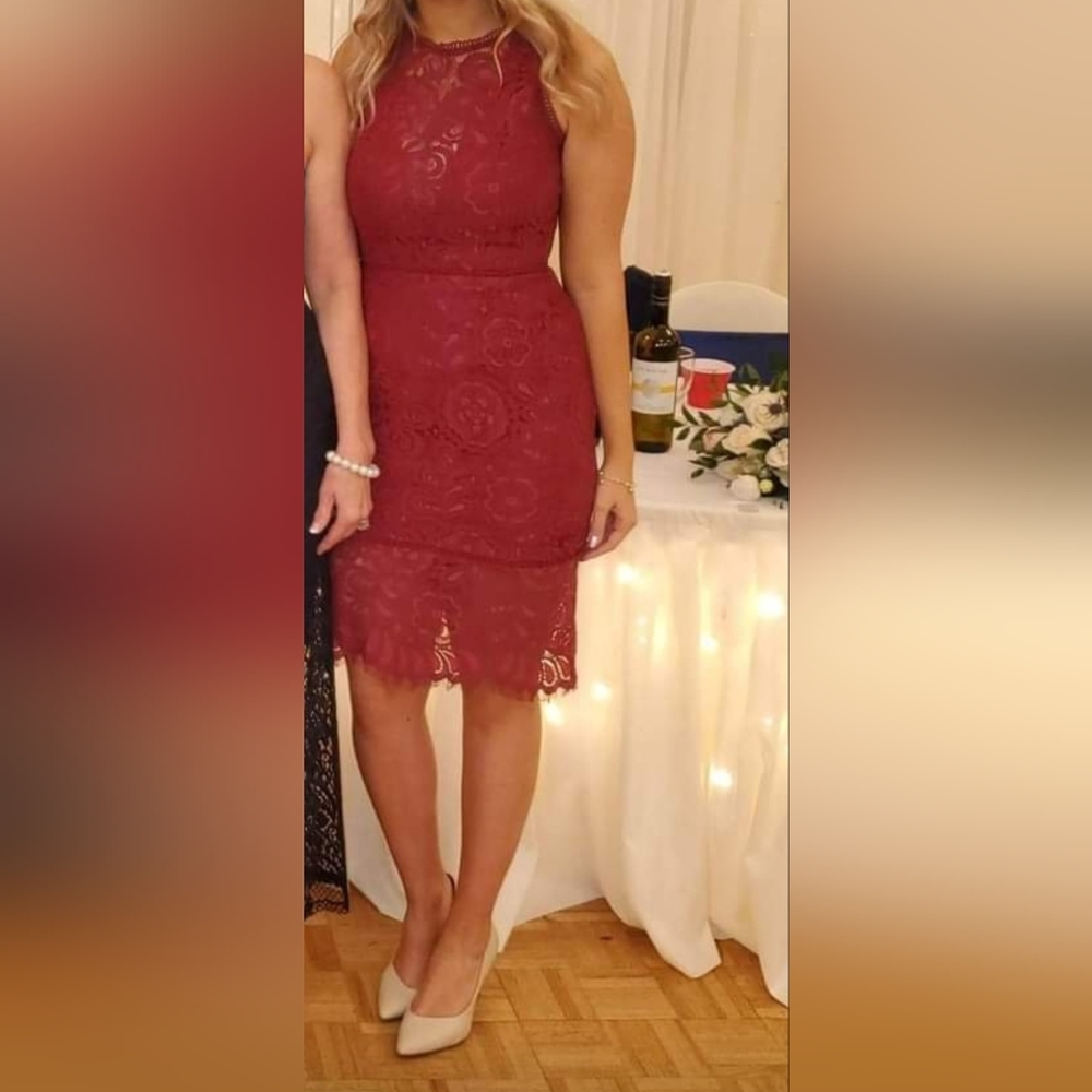 Burgundy Lace Midi Dress